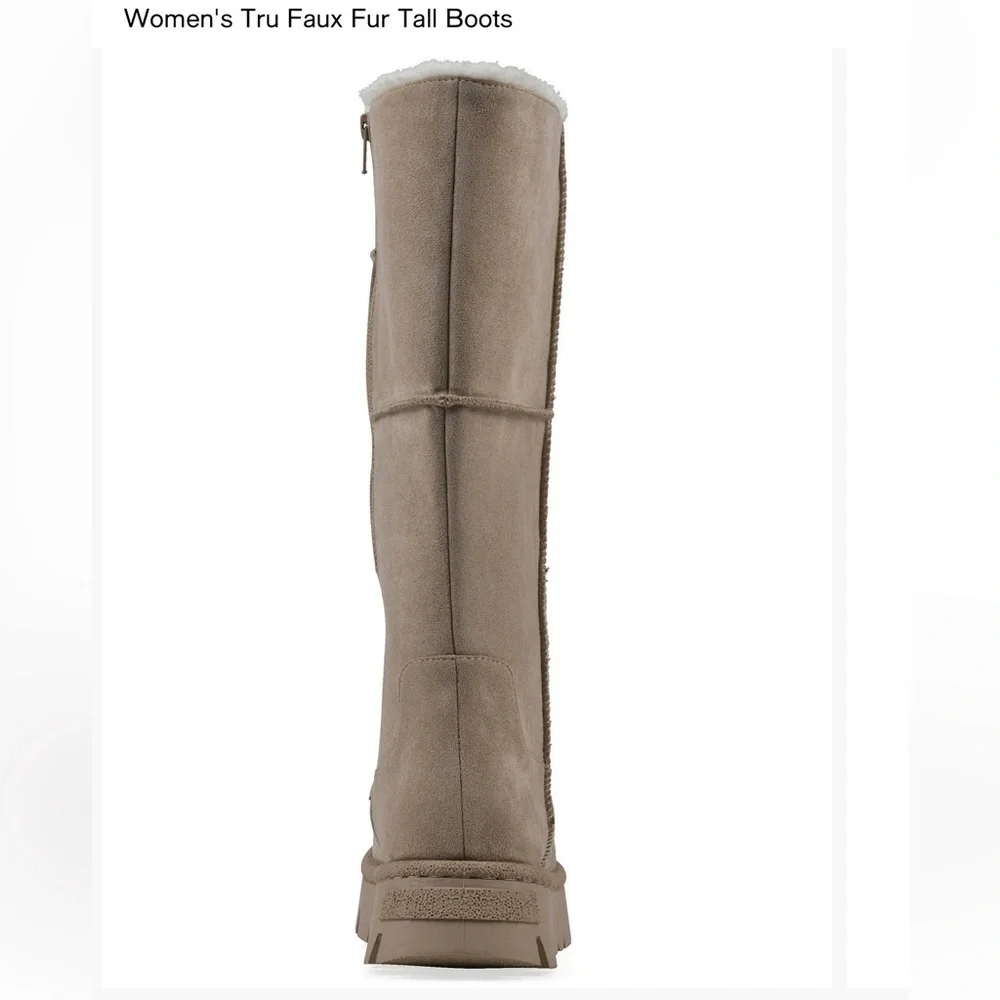 White Mountain Beige Knee-High Boots with Faux Fur
